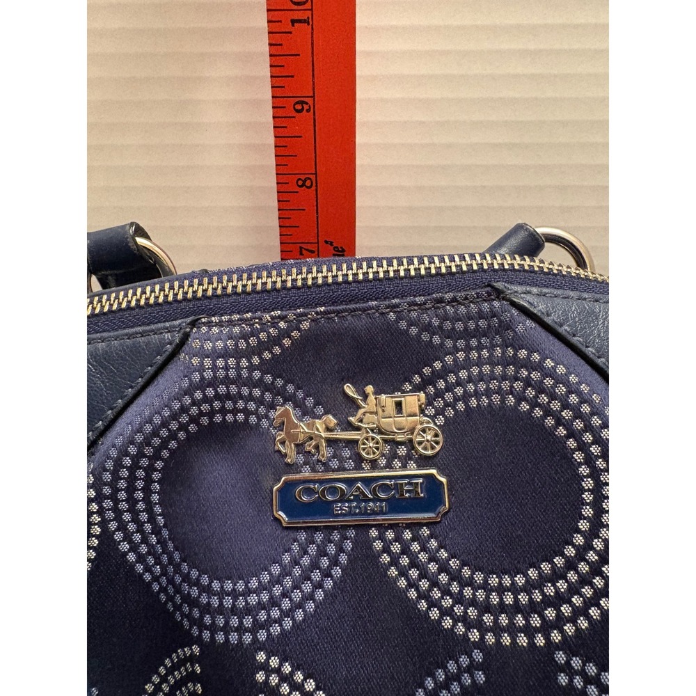 Coach Madison Dotted Op Art Sophia Satchel Navy Blue Handbag 15935 - Picture 6 of 11